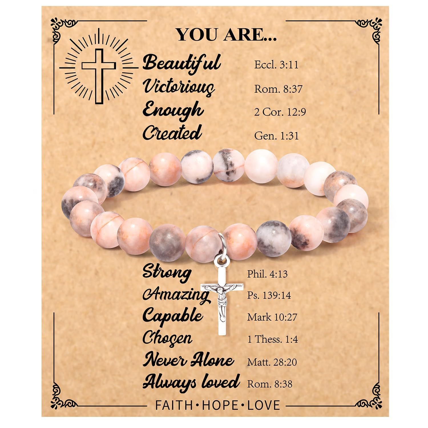 Wholesale Pink Zebra Stripe Amethyst Cross Bracelet