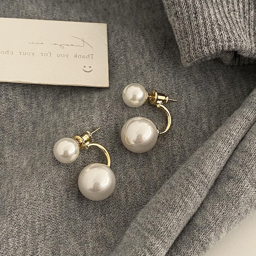 Wholesale Retro Front and Back Large and Small Beads One Style Two-wear Versatile Earrings