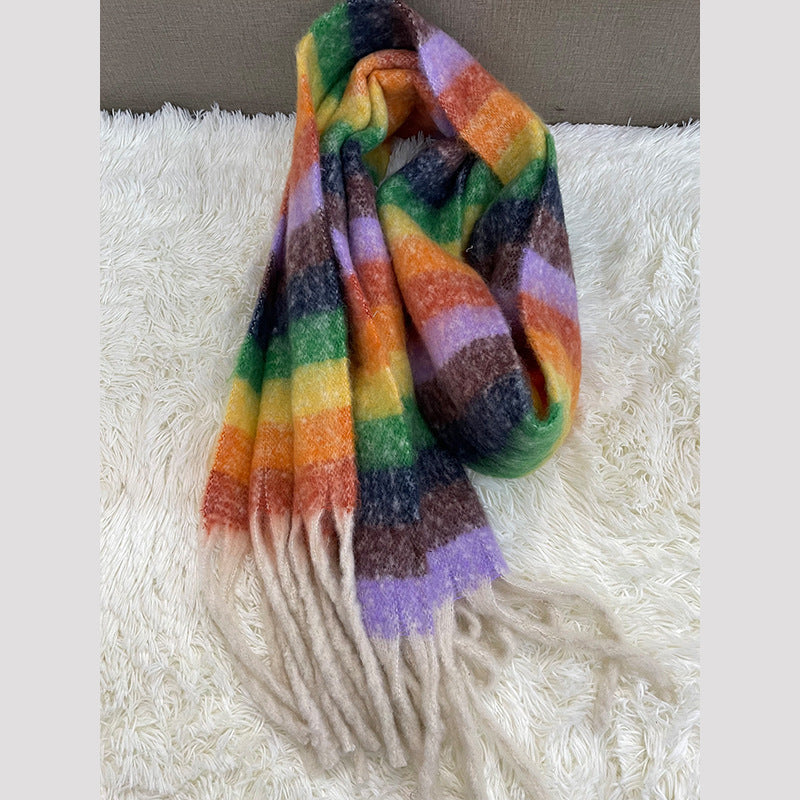 Wholesale Rainbow Autumn/Winter Long Thick Winter Versatile Colorful Scarf