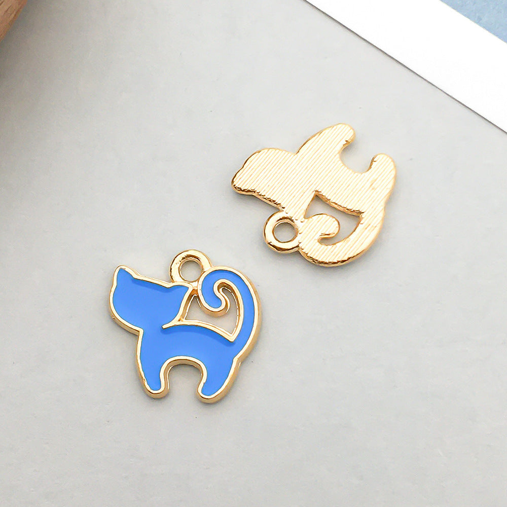 Wholesale Mix 30 Lake Blue Drip Oil Alloy Cute Cartoon Simulation Animal Pendant