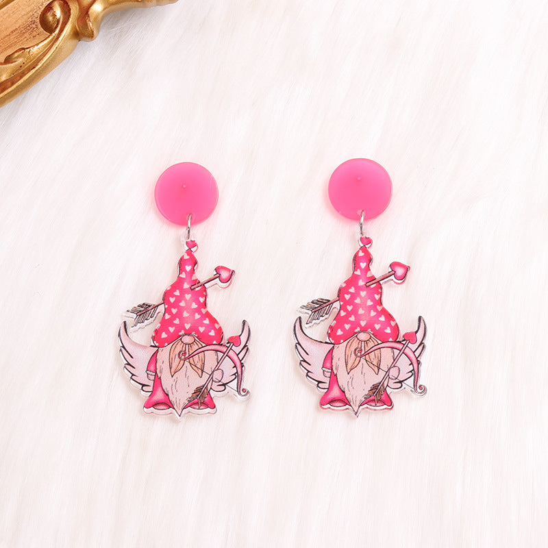 Wholesale Valentine's Day Acrylic Love Cat Dwarf Flamingo Earrings