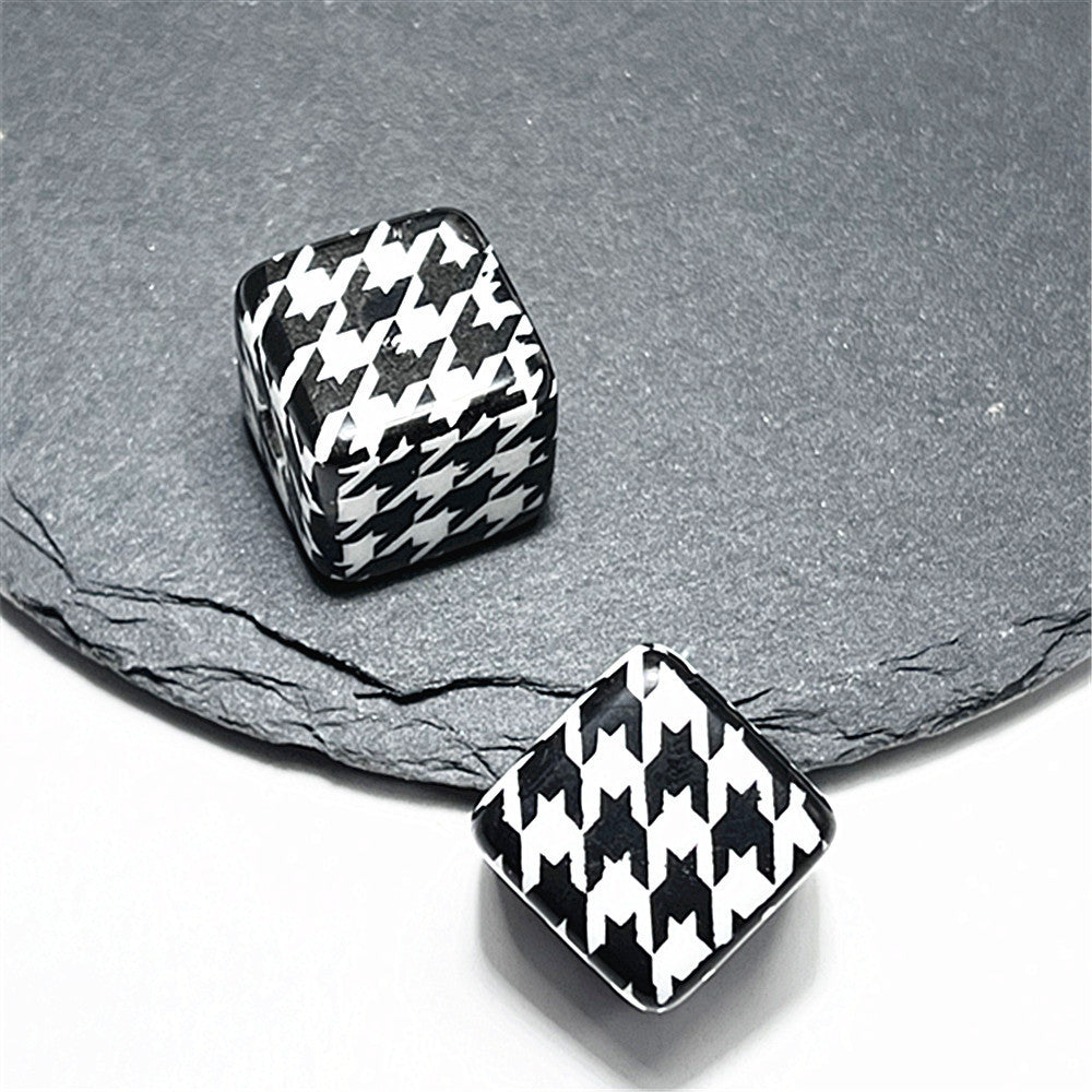Wholesale 10pcs/pack 14mm Acrylic Houndstooth Printing Square Beads