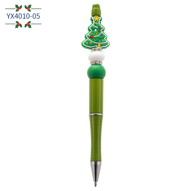 Wholesale Beaded Pens Christmas Tassel Glue Beads Doll Rotating Ballpoint Pen