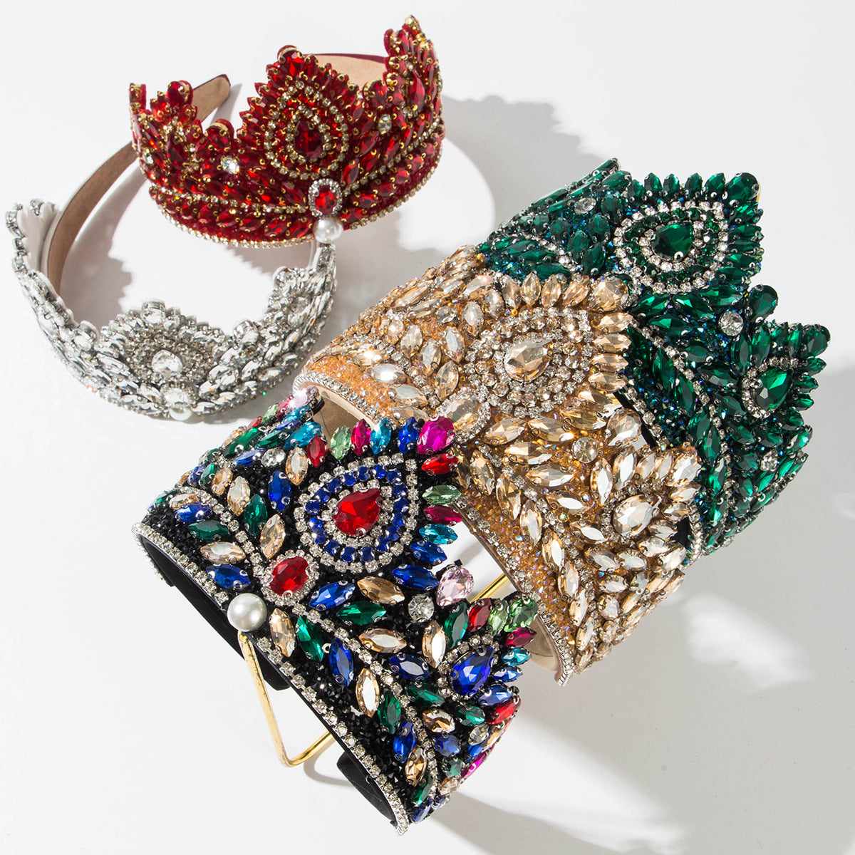 Wholesale Baroque retro wide edged diamond studded headband