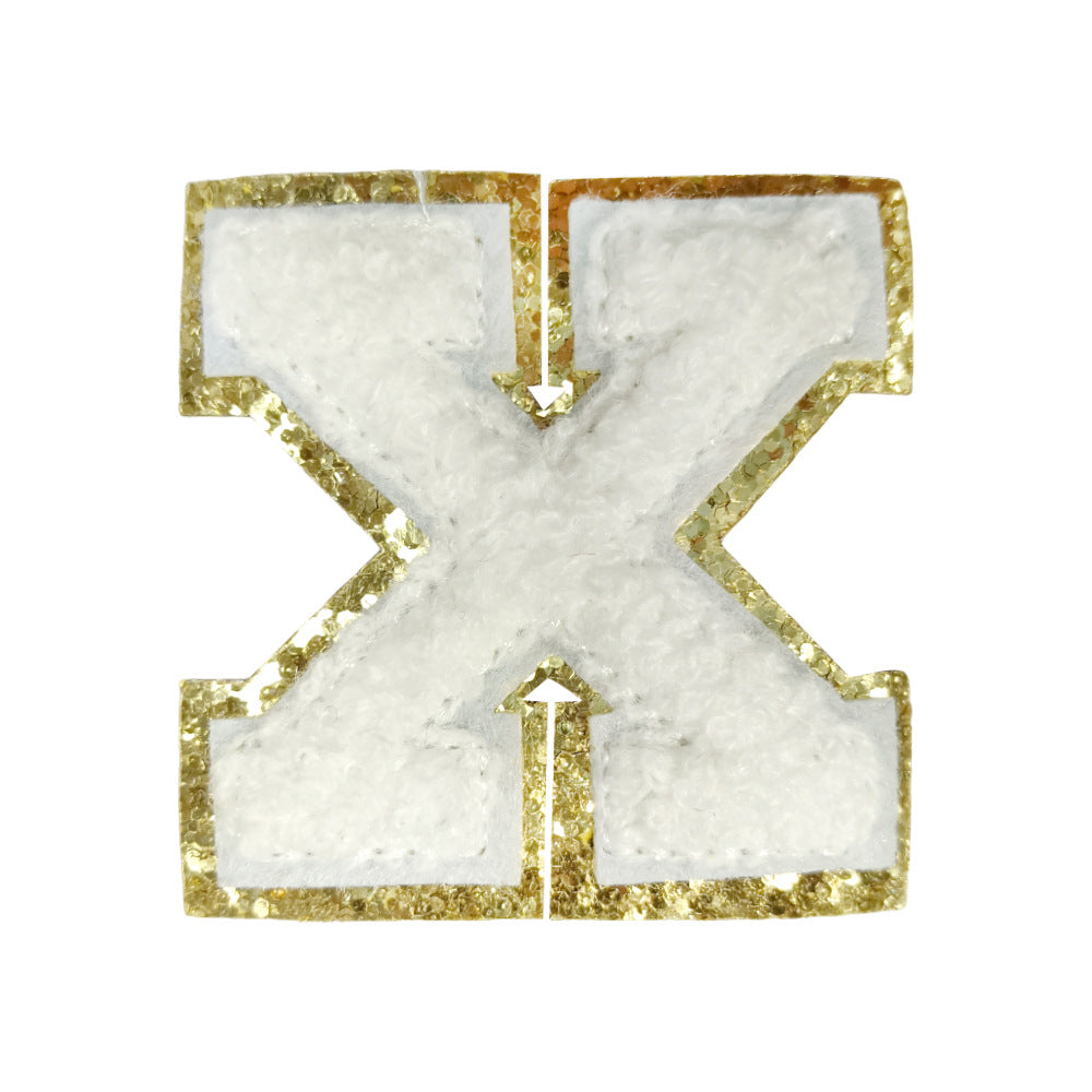 Wholesale White Towel Embroidered Alphabet Patches A Z With Gold Glitter Stylish DIY Accessory For Coats And Crafts