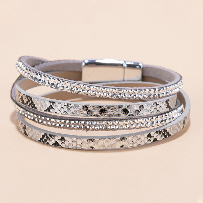 Wholesale Punk style magnetic buckle multi-layer wristband Layered Bracelet Set