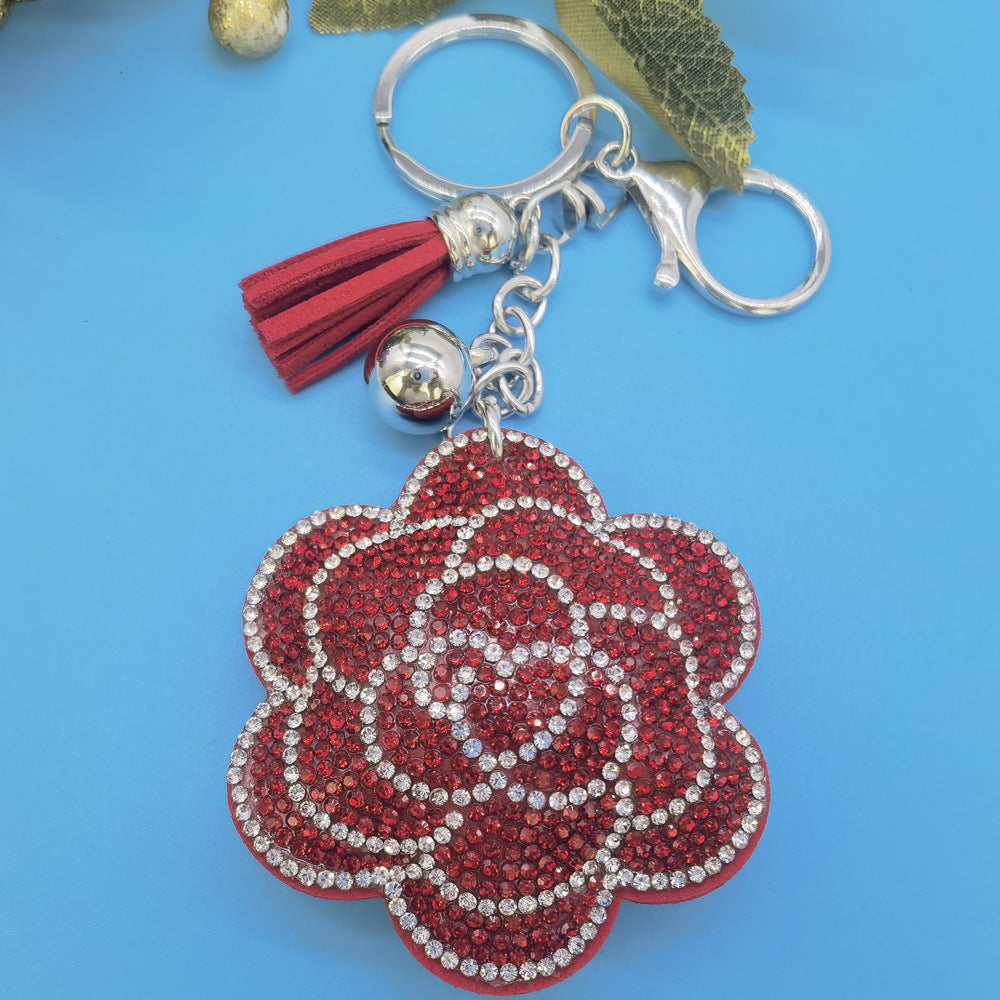 Wholesale 4pcs Figure Plum Blossom Diamond  Rhinestone Zinc Alloy  Keychain