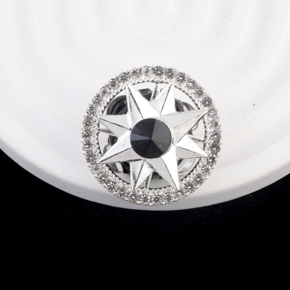 Wholesale 5pcs Diamond inlaid rotating snowflake alloy clay beads