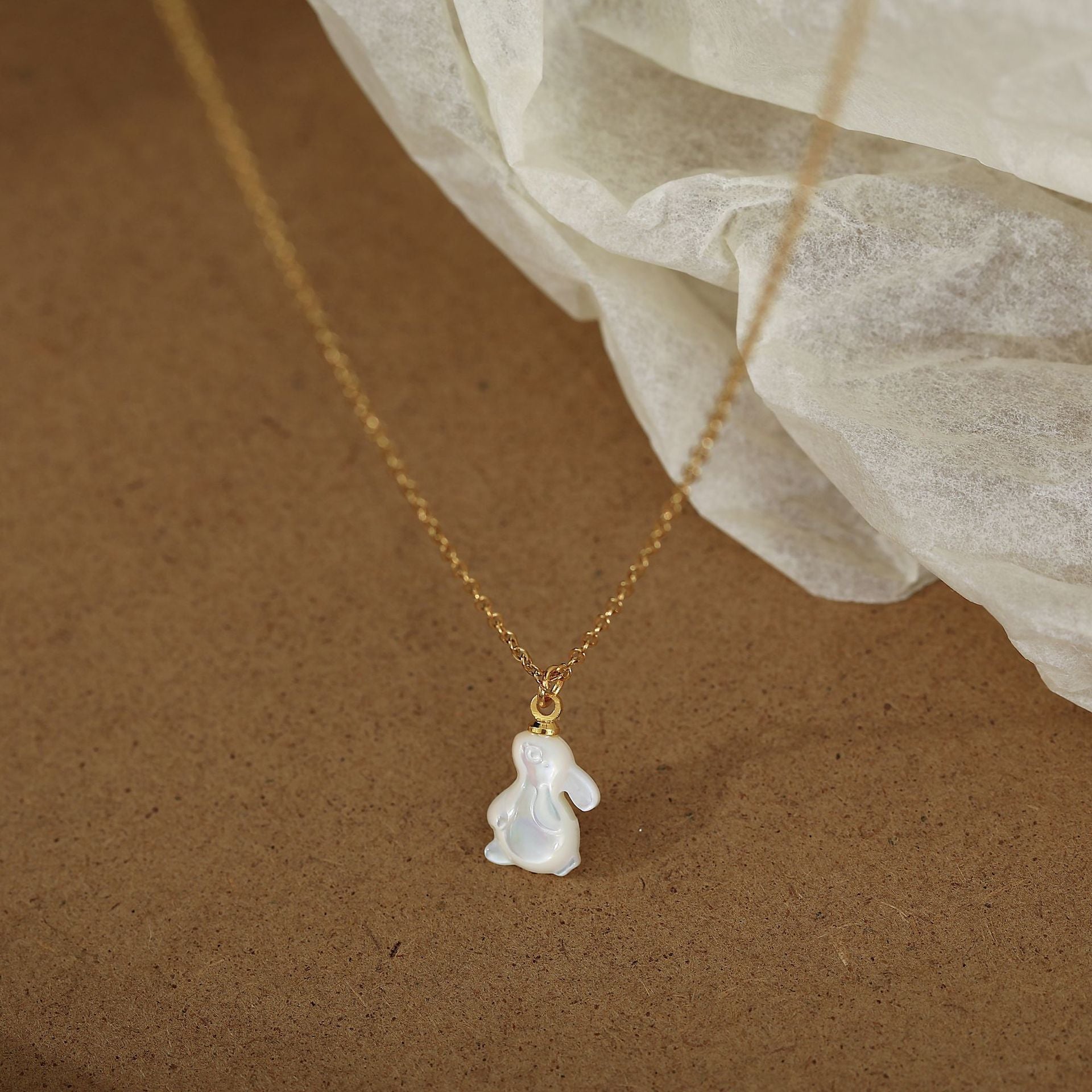 Wholesale Titanium steel rabbit white  Easter necklace