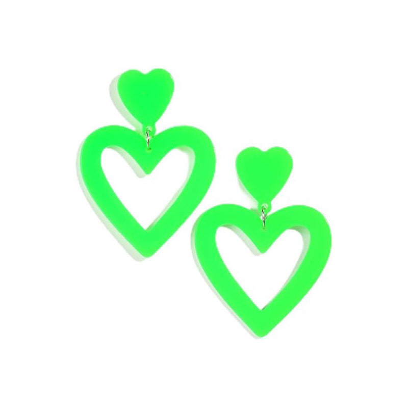 Wholesale prom party acrylic earrings water drop hollow love Valentine's day geometric love earrings