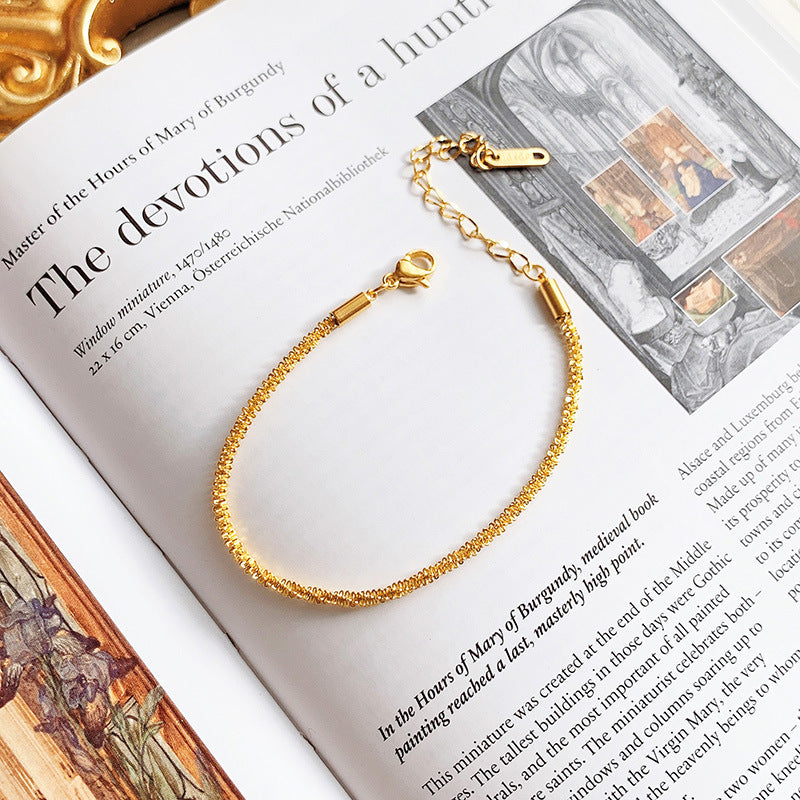 Wholesale Sparkling Twist Chain Titanium Steel 18K Gold Bracelet