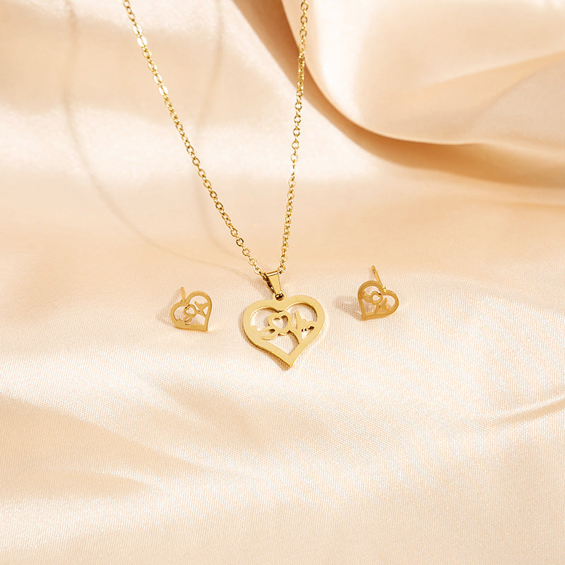 Wholesale Stainless Steel Geometric Cross Earrings Necklace Set