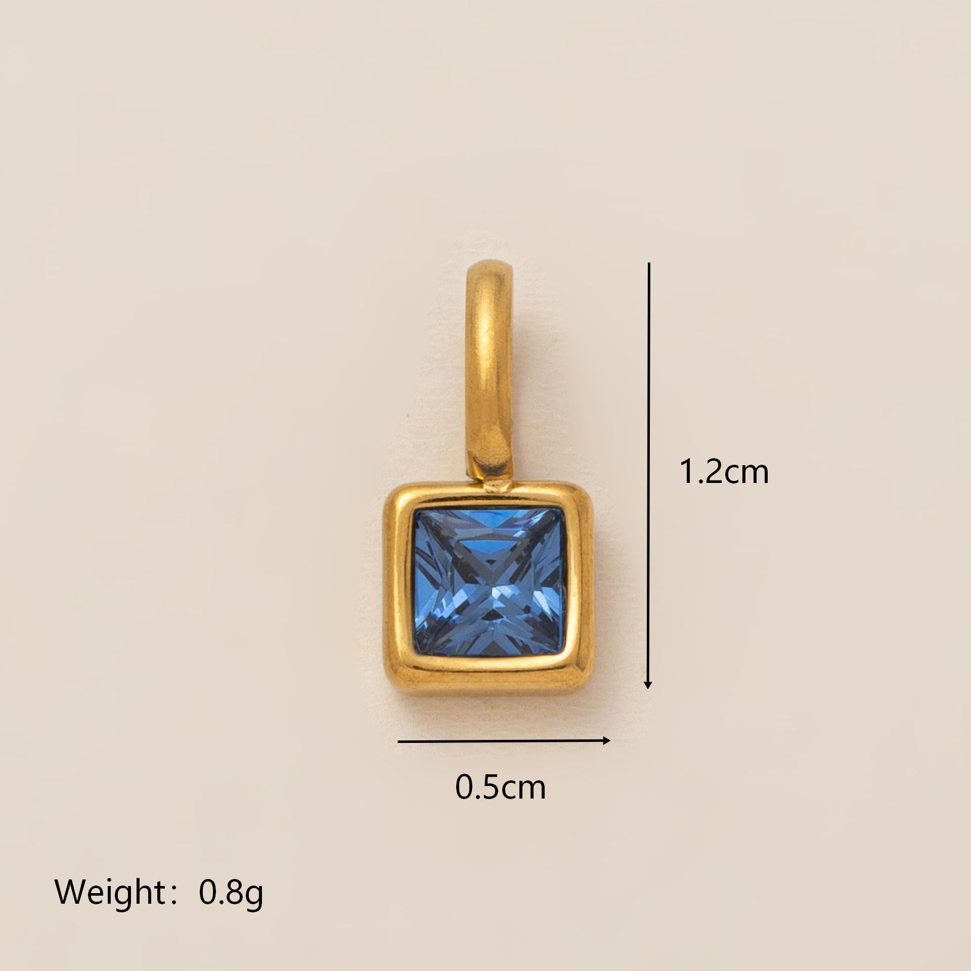 Wholesale Titanium Steel Geometric 12 Birthstone Colorful Zircon Pendant Necklace DIY Jewelry Accessory Gift For Women