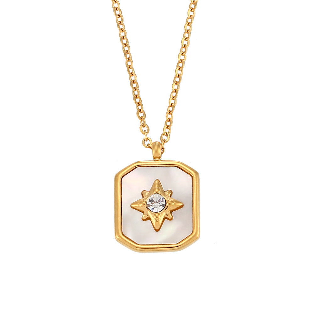 Wholesale Vintage Eight-pointed Star Acrylic Shell Square Necklace