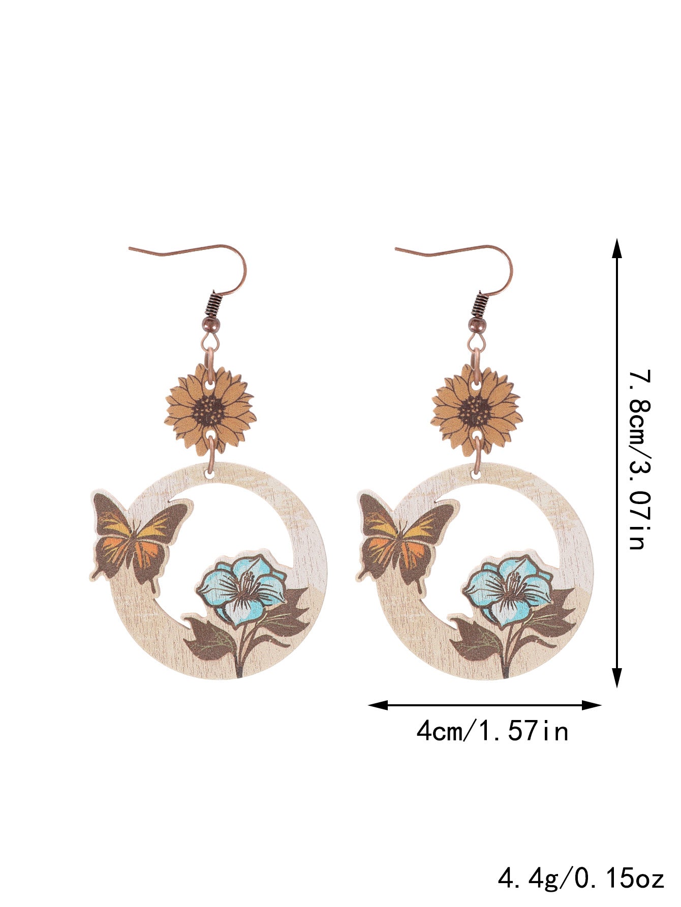 Wholesale Cross  Western Style  Cow Head Flower Pattern Wooden Earrings