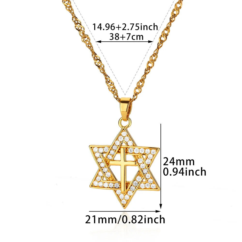 Wholesale Copper Micro-inlaid Zircon Fashion Snake Cross Necklace