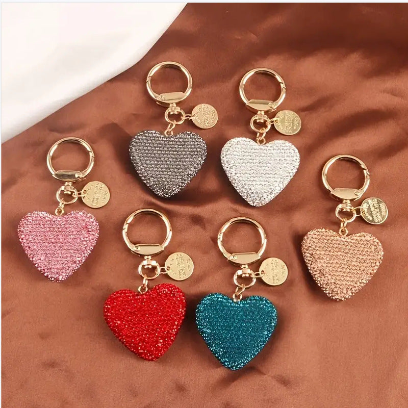 Wholesale Zinc Alloy Full Diamond Peach Heart Keychains