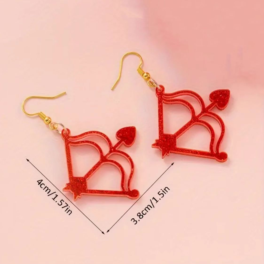 Wholesale Sparkling Pink Cupid Letter LOVE Bow Earrings