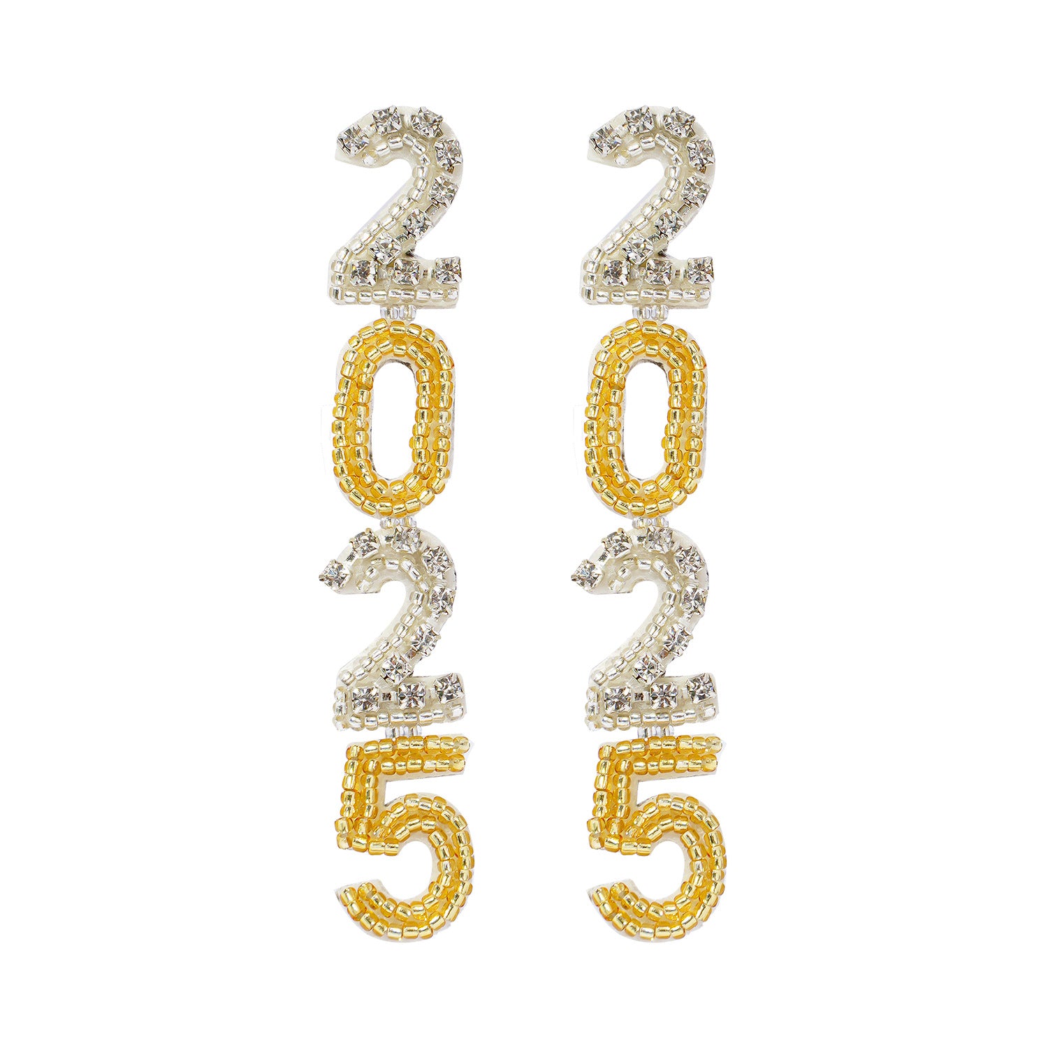 Wholesale New Year's Diamond-encrusted Number 2025 Temperament Rice Bead Earrings