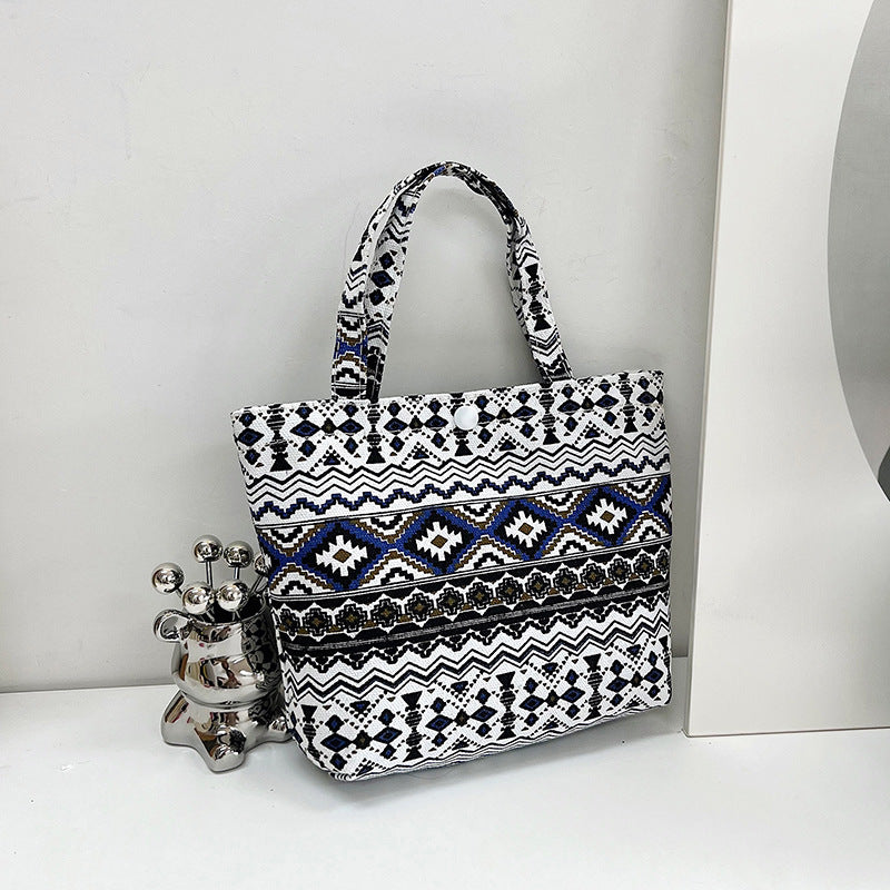 Wholesale Ethnic Style Large Capacity Printing Canvas Shoulder Bag