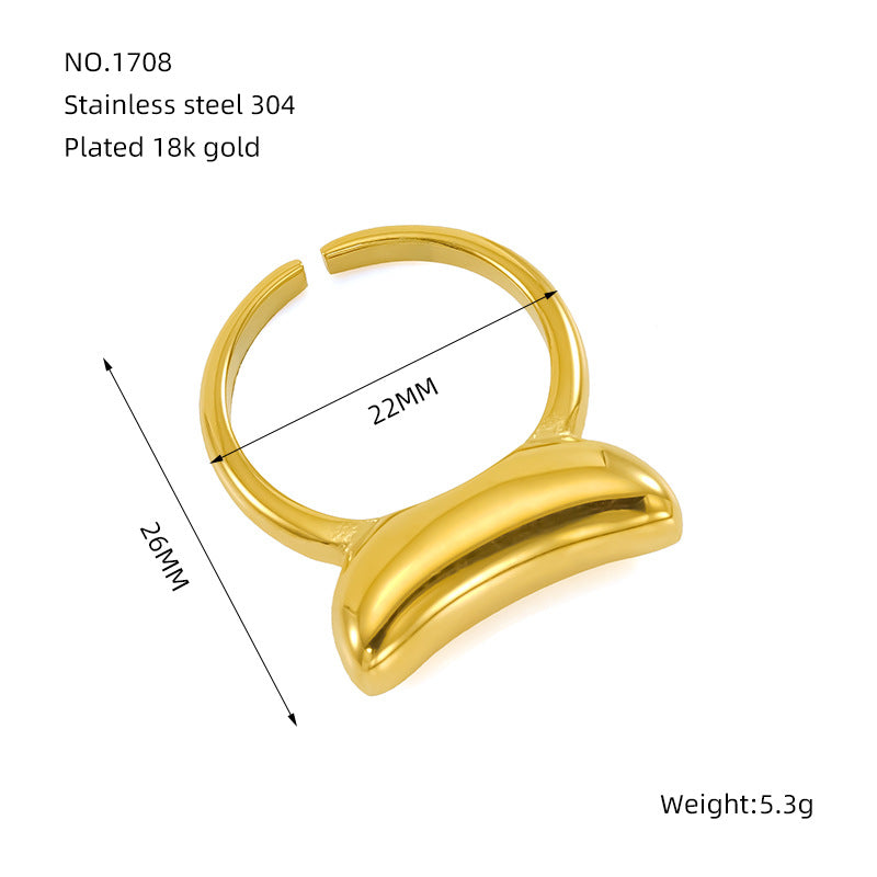 Wholesale Titanium steel ring for women, exaggerated love irregular smooth open ring for women