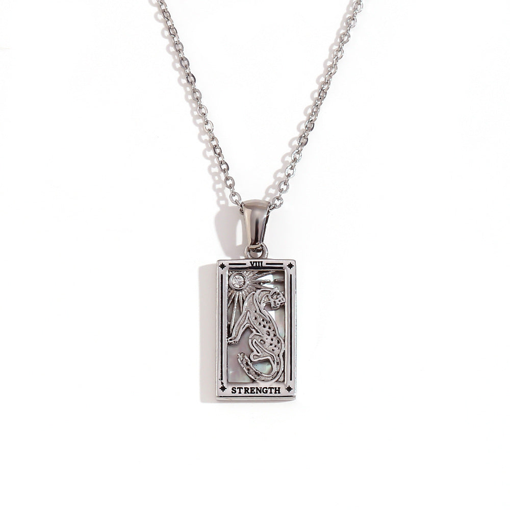 Wholesale Gold and silver Tarot card Stainless Steel Necklace