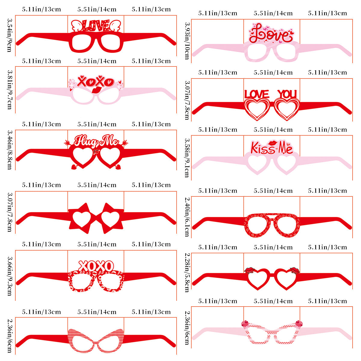 Wholesale Valentine's Day Wedding Commemorative Party Decoration Paper Love Glasses