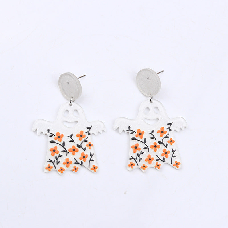 Wholesale Pumpkin Skeleton Flowers Acrylic Earrings