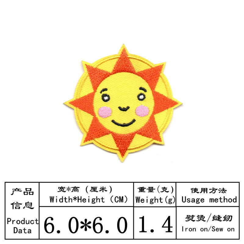Wholesale Embroidered Patch Applique Trendy Cartoon Sun Flowers Rainbow Star Fruit Sew On Badge For Clothing DIY Craft Gift