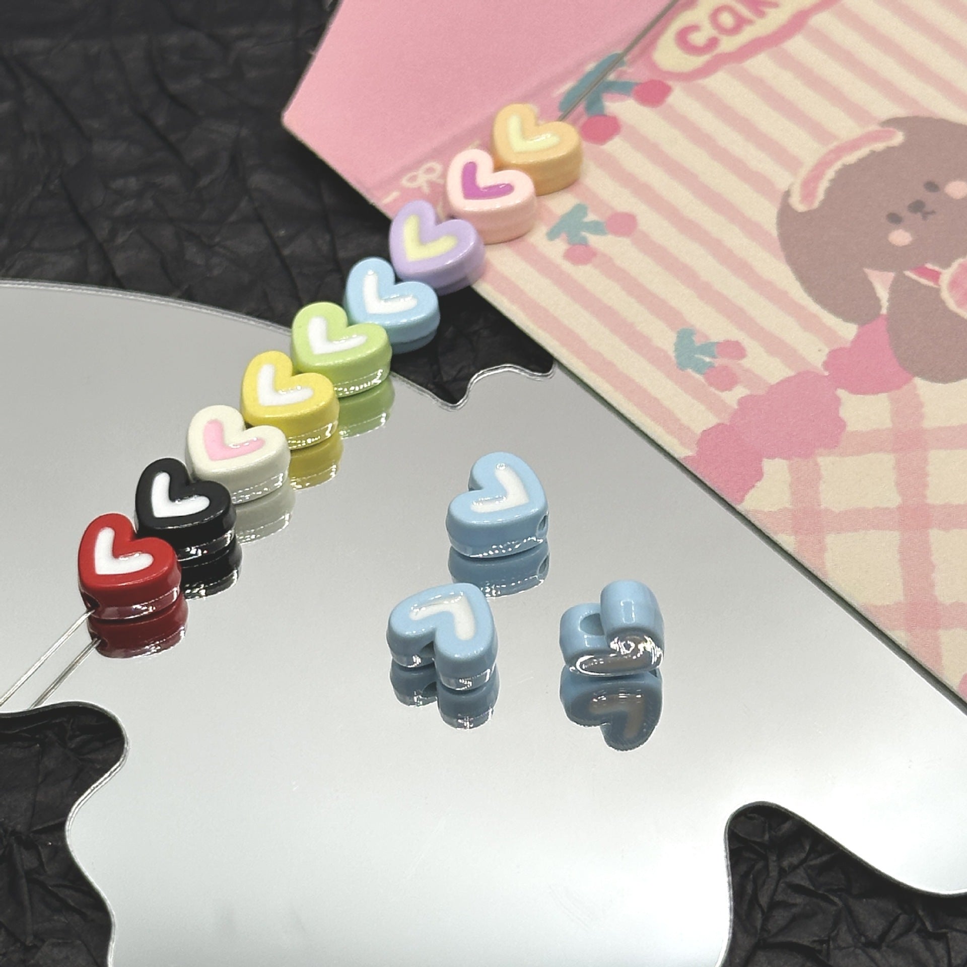 Wholesale 10pcs Dopamine Oil Drop Heart Alloy Beads Versatile Heart Spacer Beads DIY