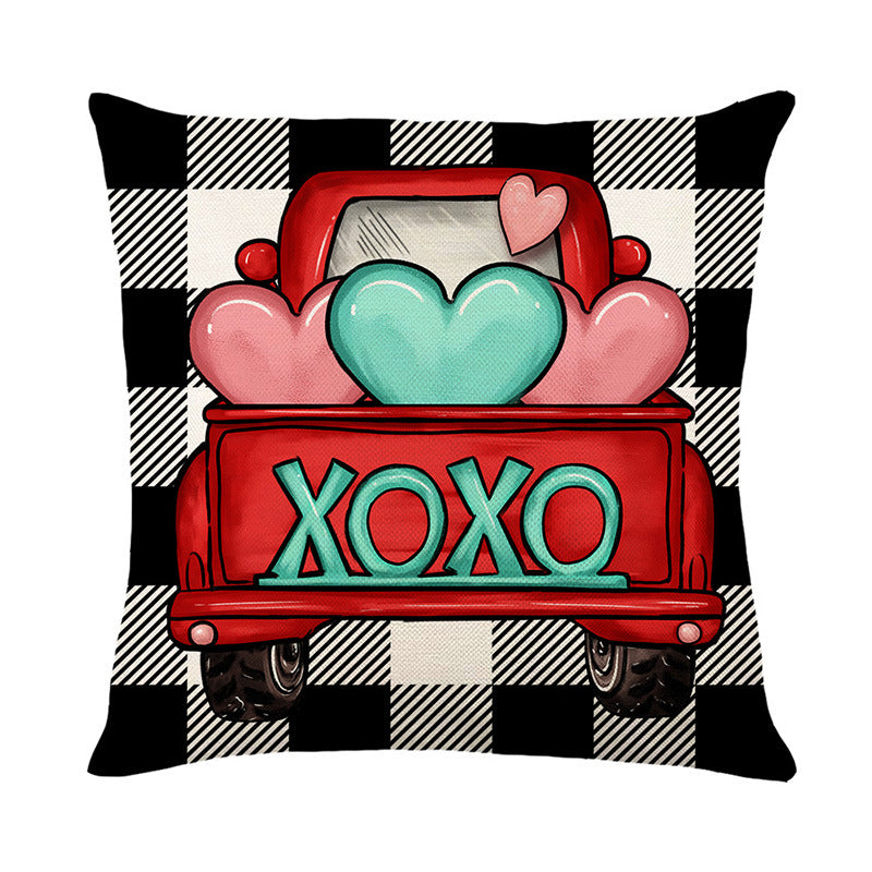 Wholesale Valentine's Day Letter Plaid Printed Polyester Pillow Covers