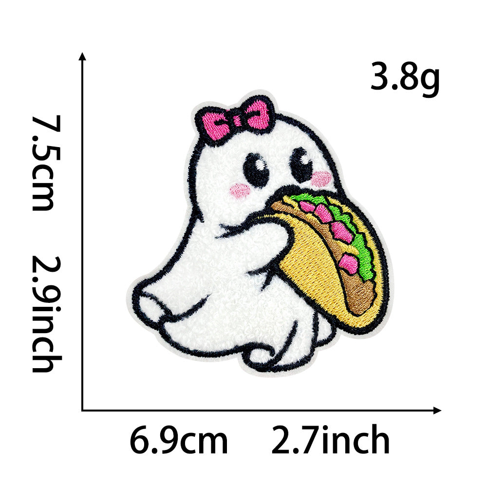 Wholesale  Embroidered Sequin Patches Ghost Witch Pumpkin Skull Haunted House Designs DIY Fashion Accessory For Coats And Clothing