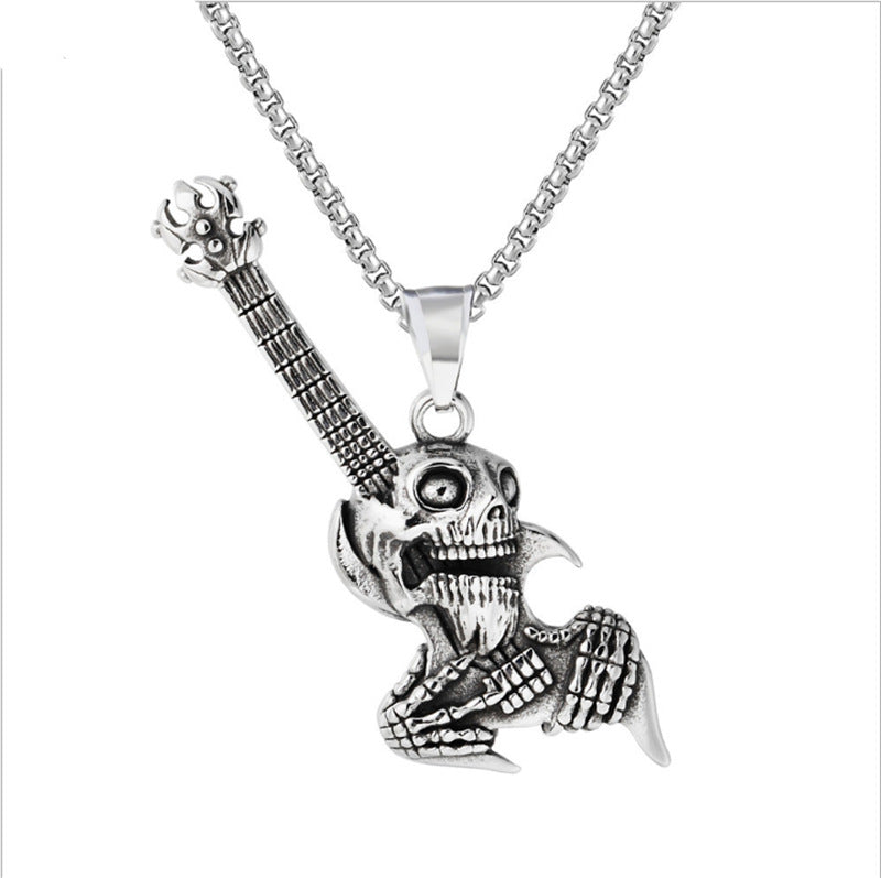 Wholesale Punk Goth Skull Men's Titanium Steel Stainless Steel Necklace