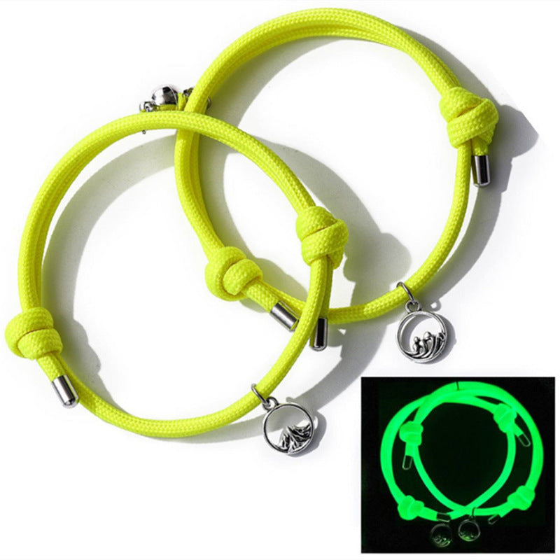 Wholesale New vows of eternal love couple red rope bracelet a pair of magnet luminous girlfriends gift woven rope jewelry Tanabata