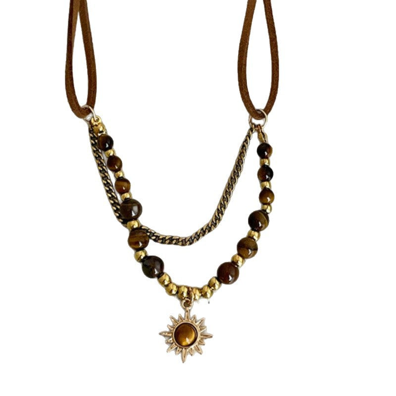 Wholesale Tiger Eye Pendant Double Necklace