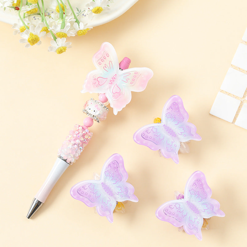Wholesale 10pcs Heavy Industry Butterfly Printed Acrylic Cute Beads