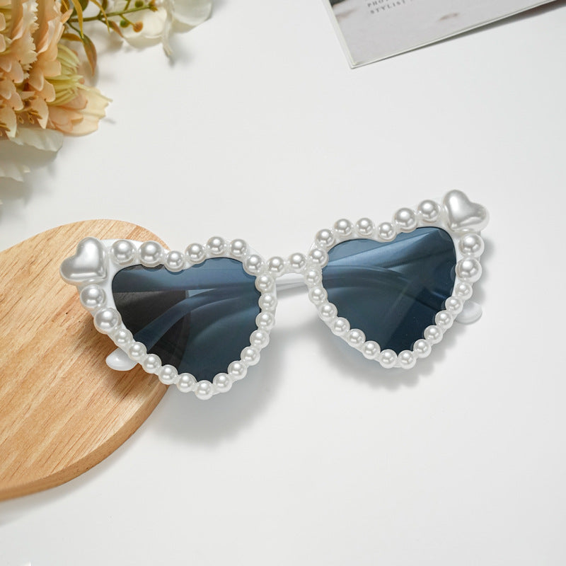 Wholesale Heart shaped Party Love Pearl Sunglasses