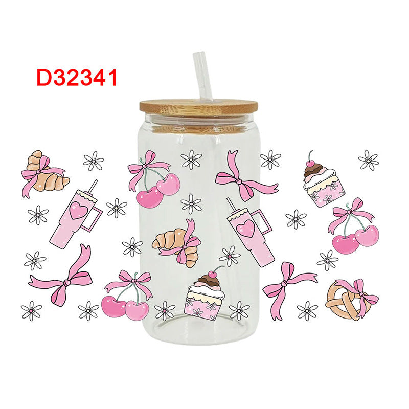 Wholesale  Butterfly Knot Dessert Beverage 16oz Cup UV DTF Wraps