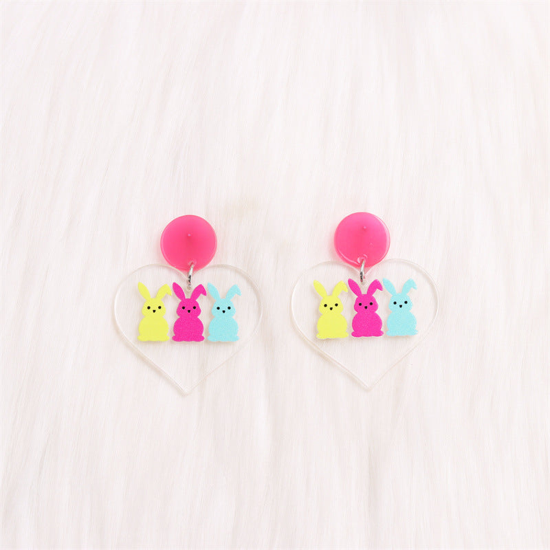 Wholesale Easter Transparent Love Rabbit Acrylic Earrings