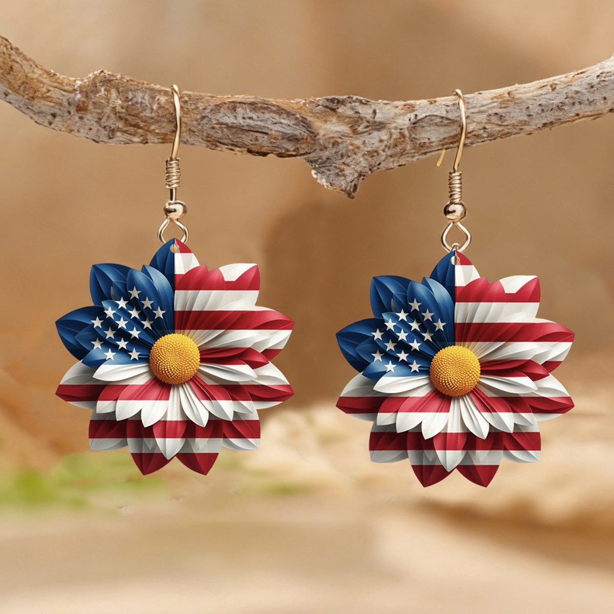 Wholesale Red White Blue Flag Bald Eagle Pendant Earrings
