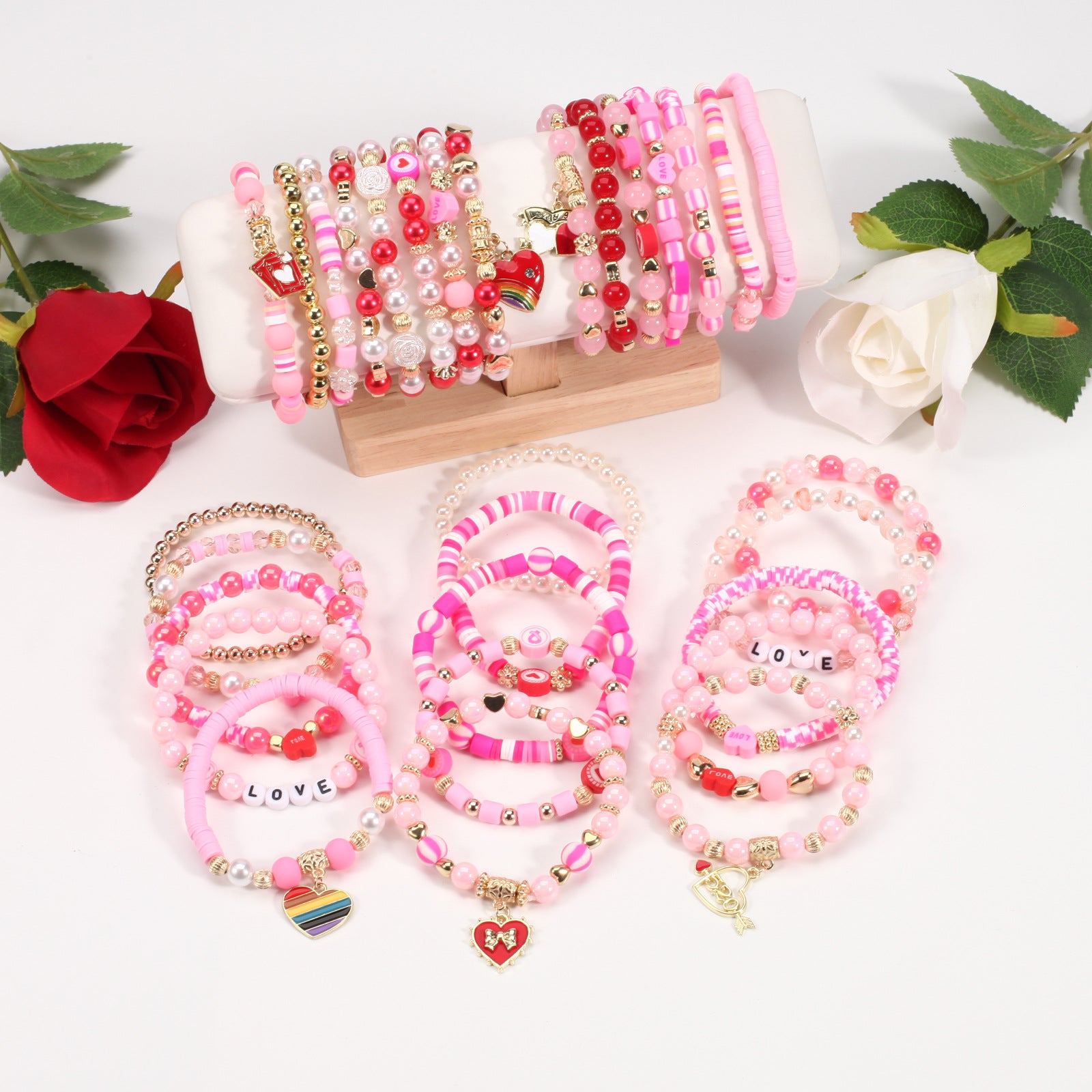 Wholesale Valentine' s Day Love 520 Pendant Soft  Artificial Crystal Bracelet