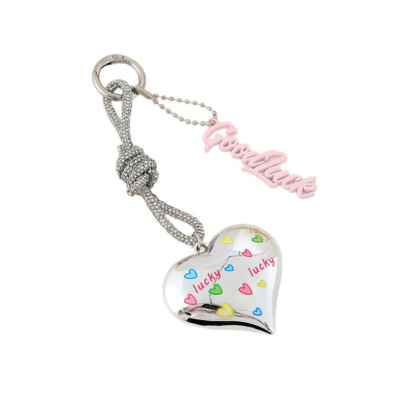 Wholesale Graffiti Love Colored Letter Silver Plated Metal Keychain