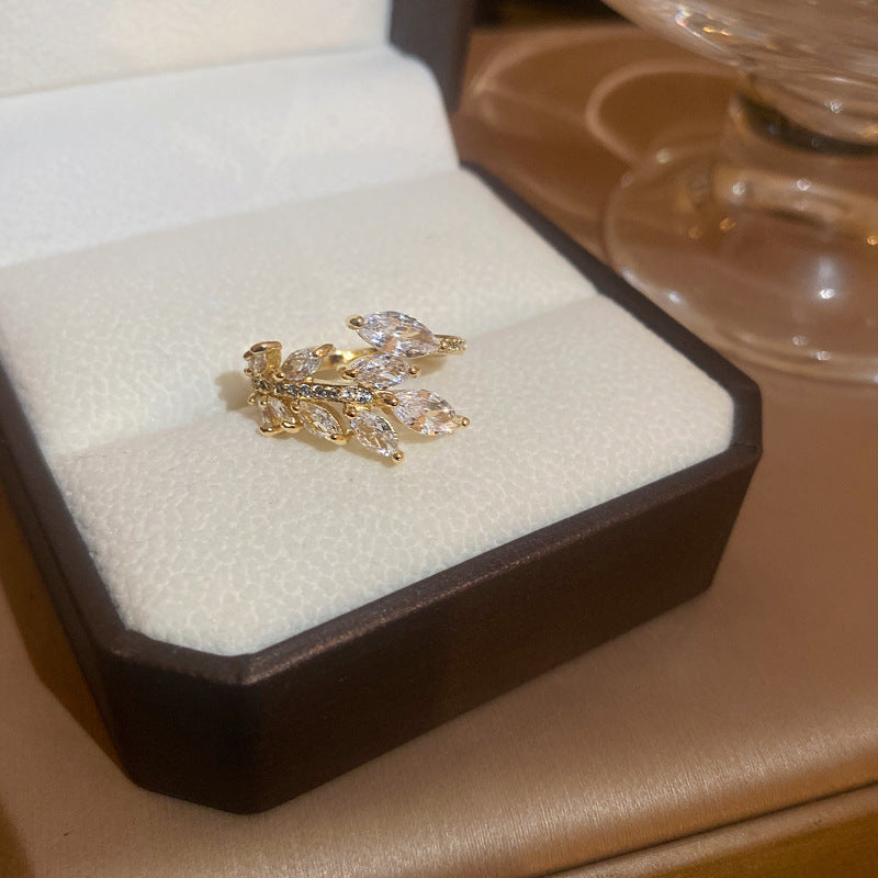 Wholesale Diamond Inlaid Zircon Geometric Opening Metal Rings