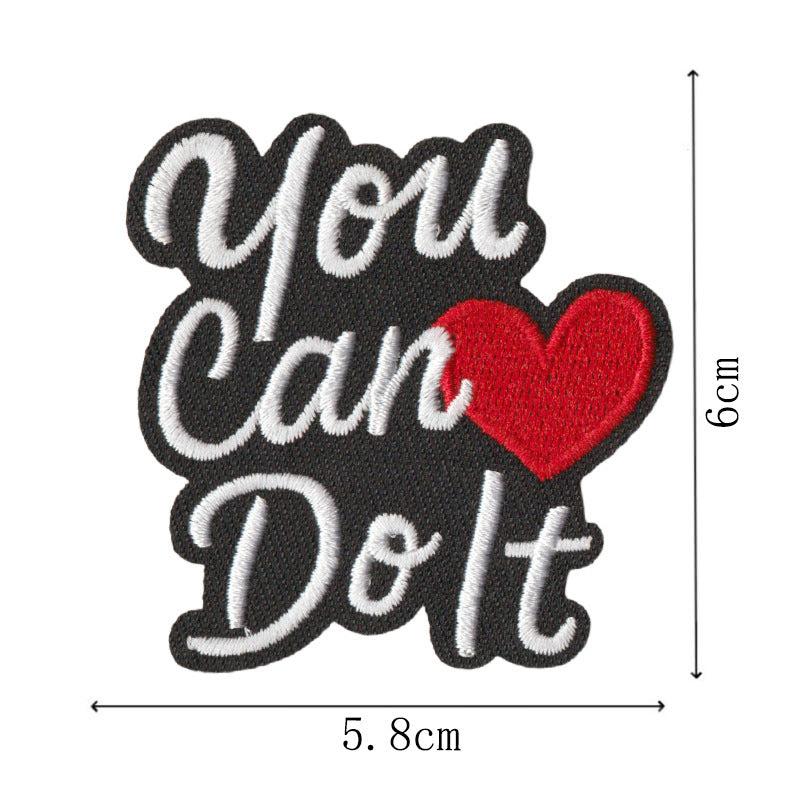 Wholesale English Letter Heart Embroidered Patches Polyester Cotton Iron On Applique For Coat Bag Decor Chic Fashion Gift Boutique Resale Set