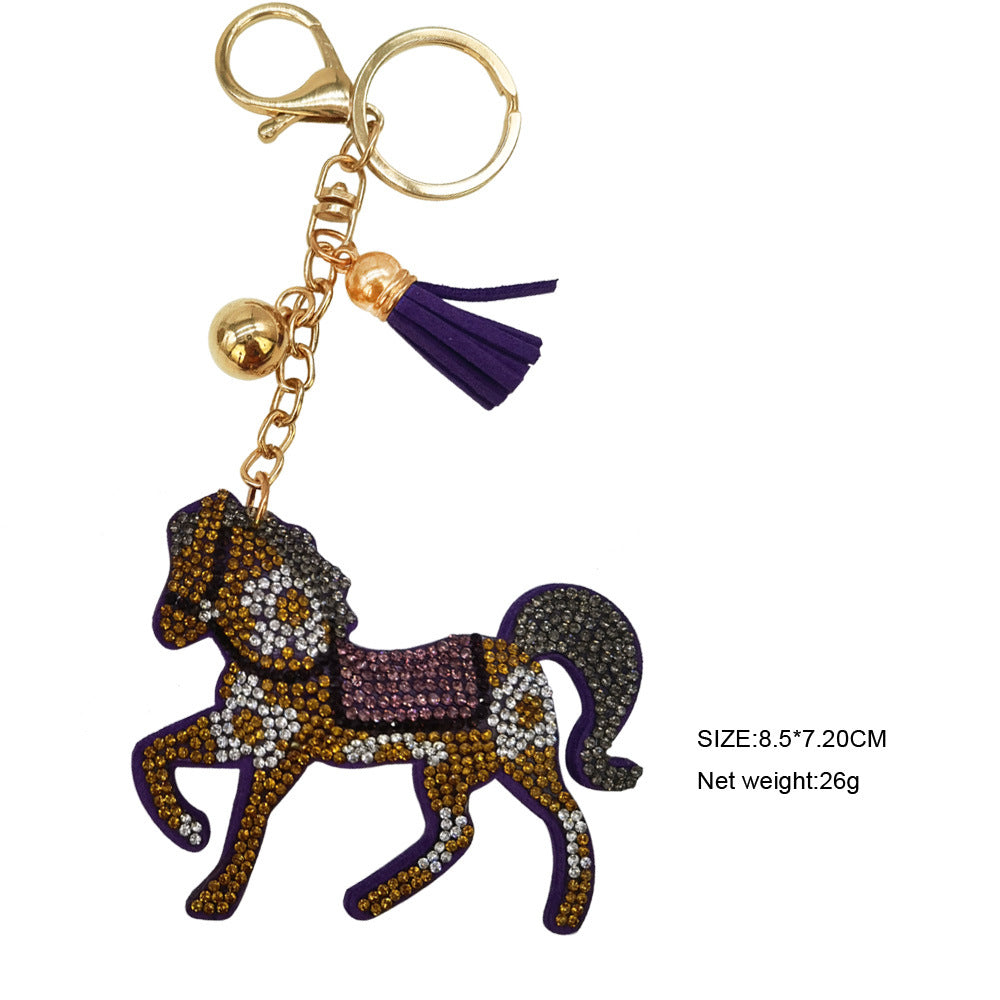Wholesale 4pcs cartoon pendant hot drill pony creative keychain