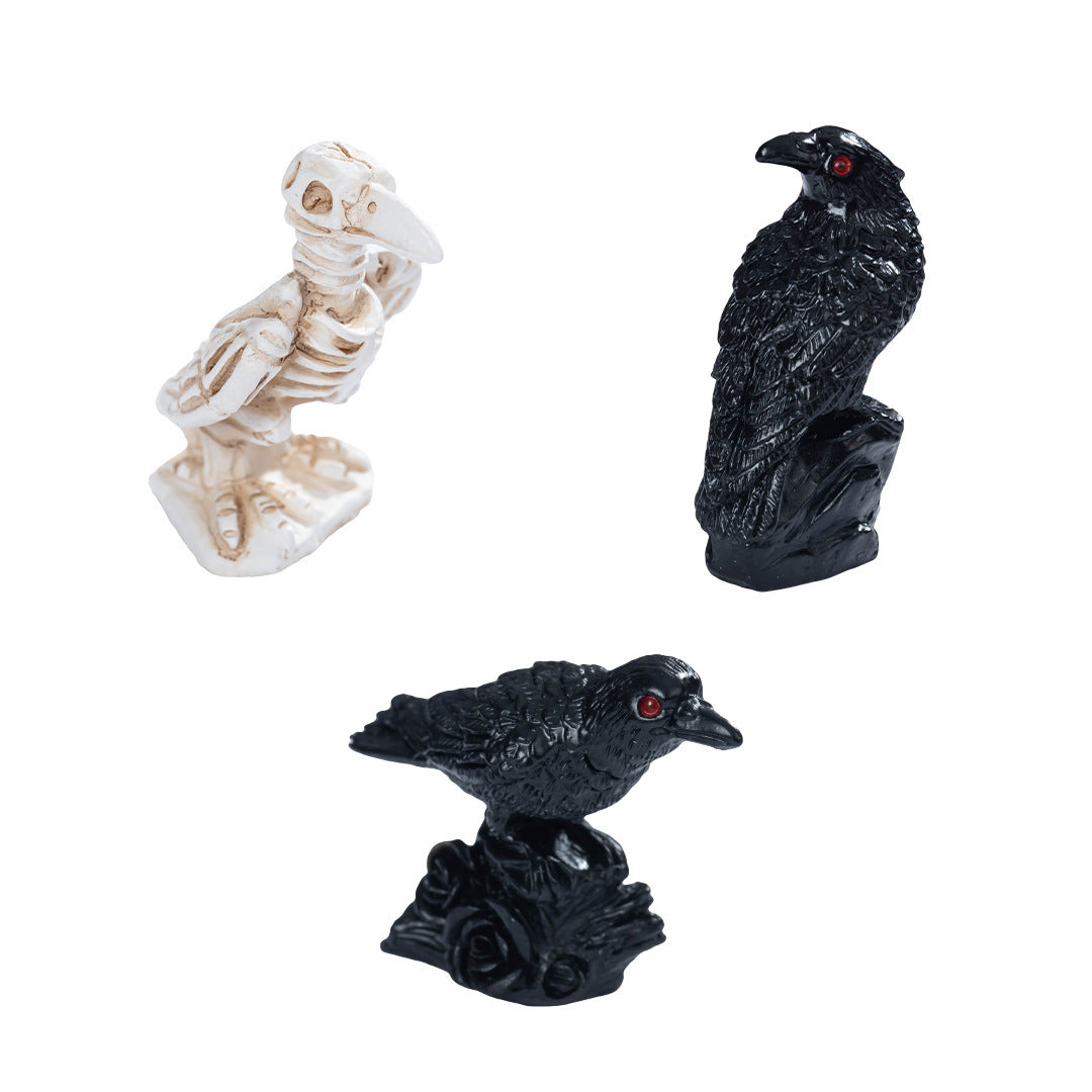 Wholesale  Resin Skeleton Crow Figurine Spooky Gothic Home Decor Accent Gift For Party