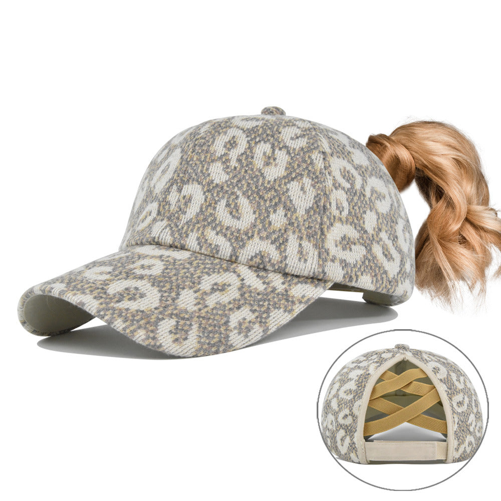 Sombrero de cola de caballo de leopardo de algodón al por mayor