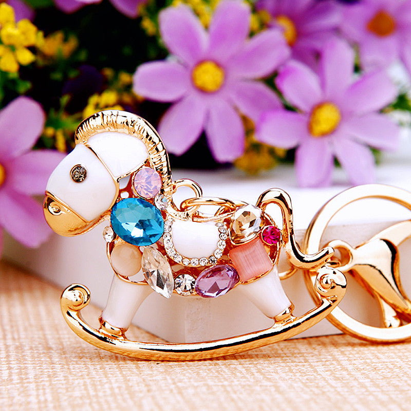 Wholesale Chic Metal Lucky Sheep Keychain Rhinestone Car Key Accessory Bag Charm Gift