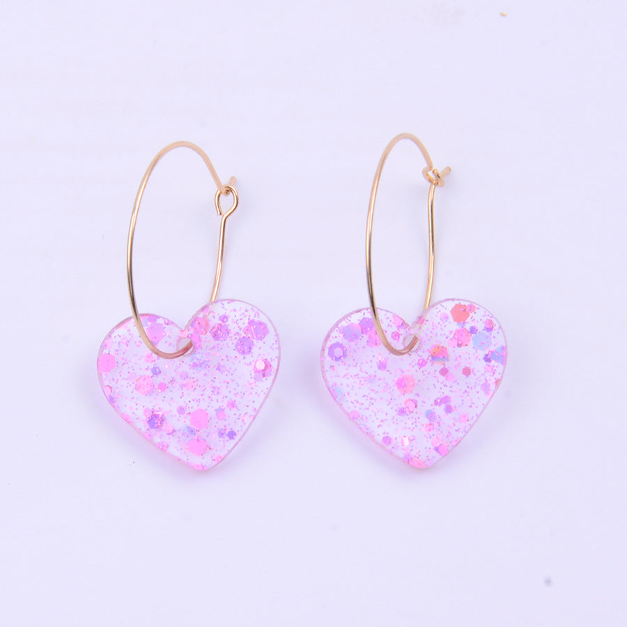 Wholesale   Sequin Heart  Valentine' s Day  Acrylic Earrings