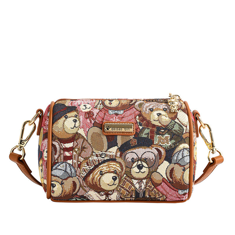 Wholesale Simple Bear One Shoulder Crossbody Canvas Bag